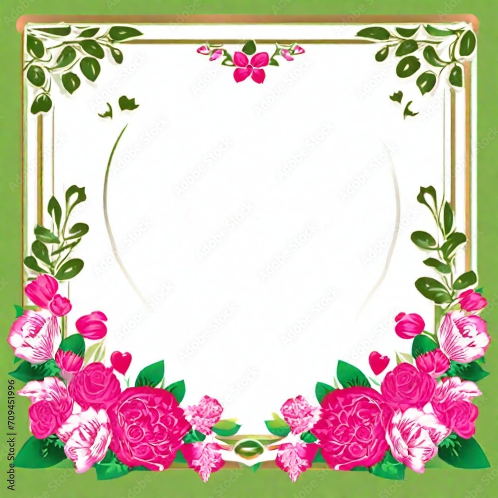 frame with flowers and butterflies