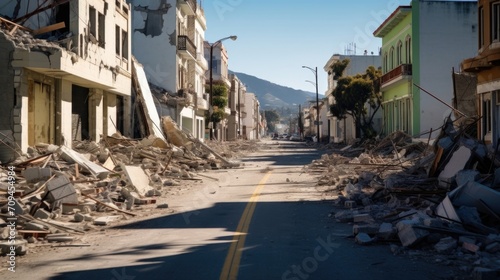 The streets are filled with rubble and debris, the result of a powerful earthquake that shook this urban center to its core.