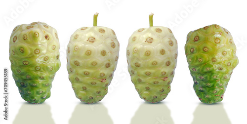 Noni or Morinda fruits isolated on white background