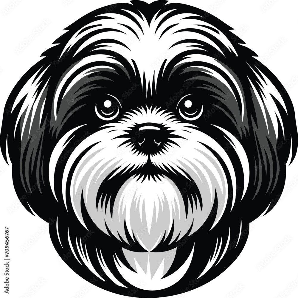 Yorkshire Terrier dog face - isolated outlined vector illustration