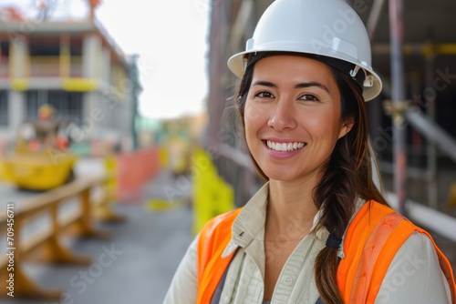  beautiful female engineer White man smiling at the camera 