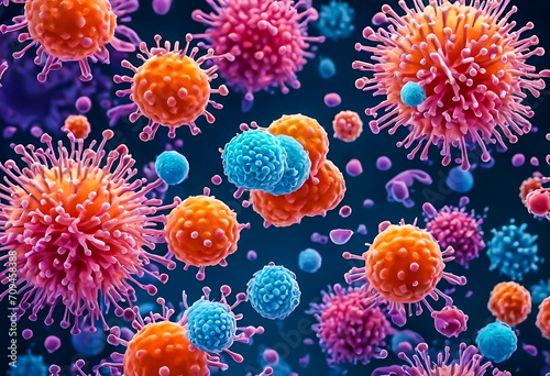 Close up virus and bacteria, Coronavirus background .bacteria germs microorganism virus cell, Viral hepatitis infection causing chronic liver disease. hepatitis viruses. © TeTe Song