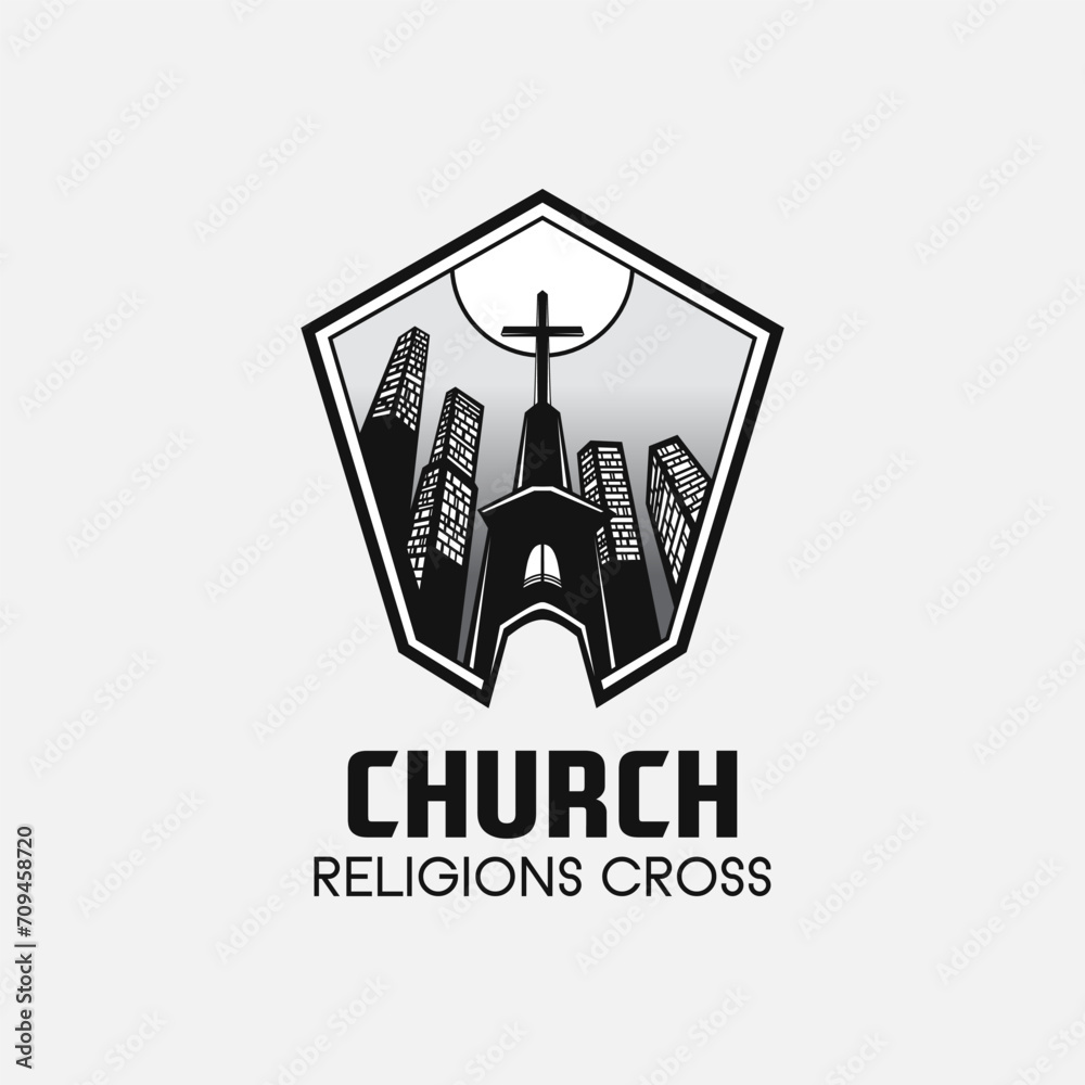 Church cross logo. Simple religion vector design. Isolated with soft background. Church cross logo. Simple religion vector design. Isolated with soft background.