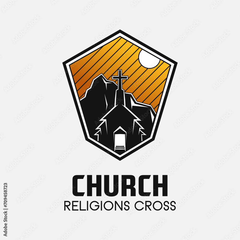 Church cross logo. Simple religion vector design. Isolated with soft background. Church cross logo. Simple religion vector design. Isolated with soft background.
