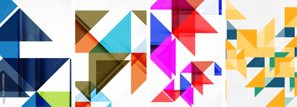 Set of abstract random triangle composition backgrounds. Vector illustration for for wallpaper, business card, cover, poster, banner, brochure, header, website Set of abstract random triangle composition backgrounds. Vector illustration for for wallpaper, business card, cover, poster, banner, brochure, header, website