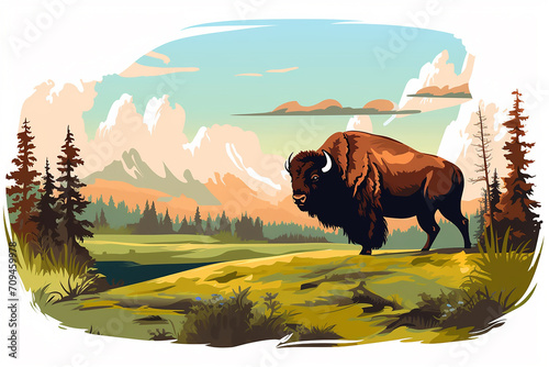 Bison Graphic Vector Illustration for Mugs, T-shirts, and Merchandise