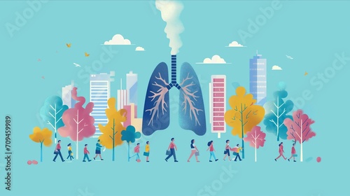 Lung related issues awareness campaigns to preventive measures and healthcare solutions. The scenes convey a sense of empathy, education, and advocacy for individuals and communities to prioritize photo