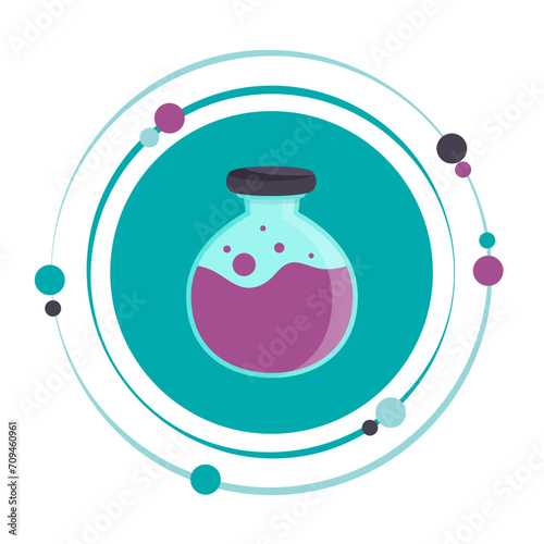 Chemistry bottle with reactant vector illustration graphic icon symbol