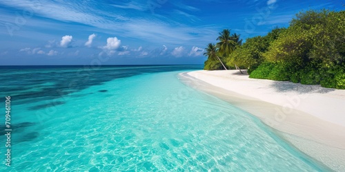 A tropical paradise with white sandy beaches and turquoise waters