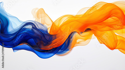 royal blue and tangerine flowing artwork on white background