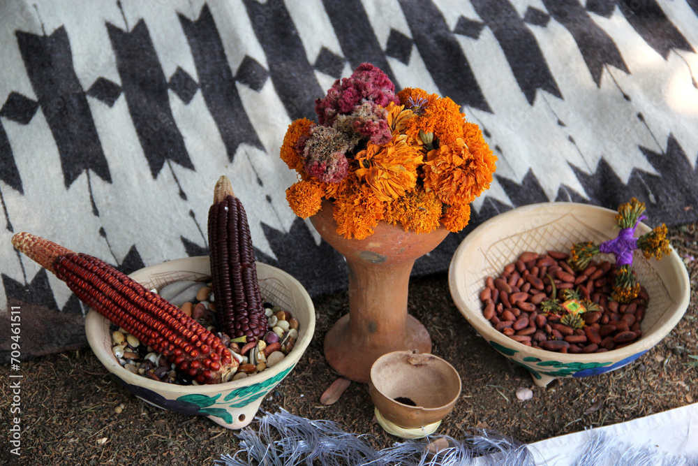 Space prepared to do a holistic ceremony with rituals to direct energy ...