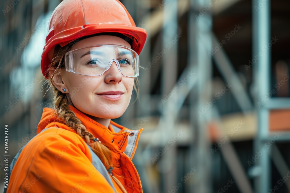  an attractive worker on a construction site 