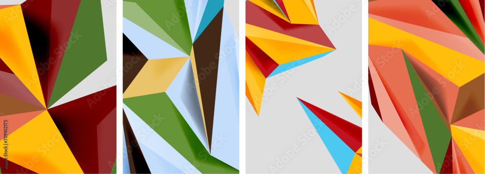 Triangle low poly mosaic posters. Vector illustration For Wallpaper, Banner, Background, Card, Book Illustration, landing page Triangle low poly mosaic posters. Vector illustration For Wallpaper, Banner, Background, Card, Book Illustration, landing page