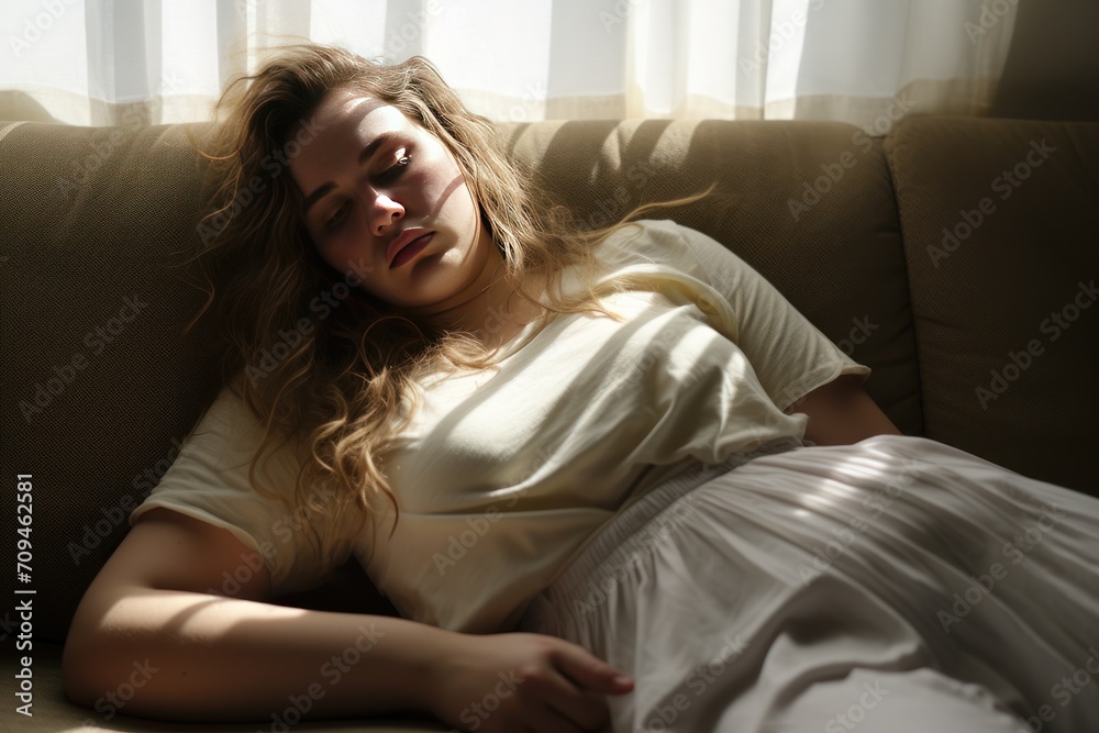 Sad Overweight plus size woman thinking Sad Overweight plus size woman thinking