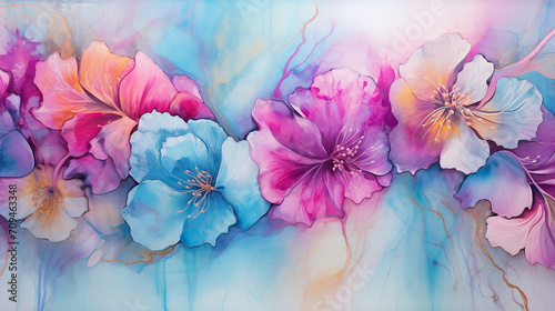marble ink floral art from exquisite original painting for floral background