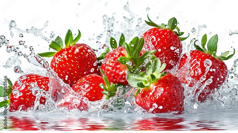 Fototapeta premium strawberry crop water splashes isolated png