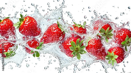 strawberry crop water splashes isolated png
