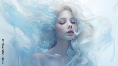 pretty blue ethereal and dreamy artwork on white background photo