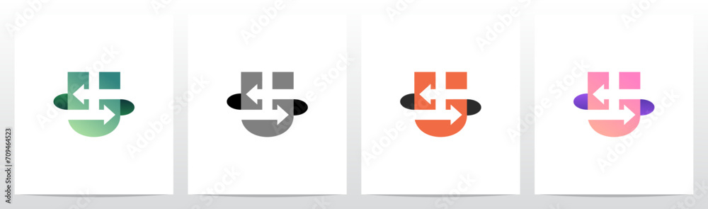 Obraz premium Exchange Opposite Arrow Letter Logo Design U