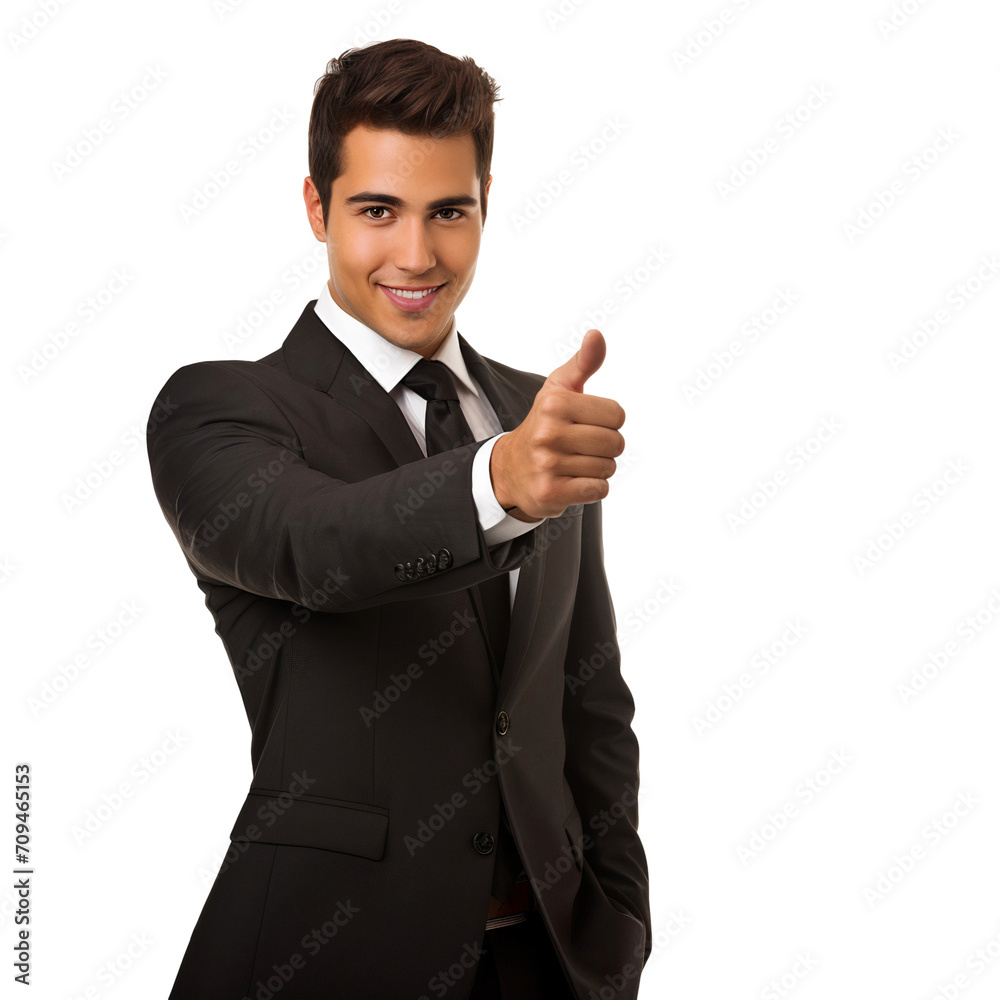 Portrait of a smiling handsome guy showing thumbs up sign, isolated on transparent background Portrait of a smiling handsome guy showing thumbs up sign, isolated on transparent background