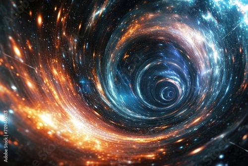 A time-travel portal in space with swirling galaxies around photo