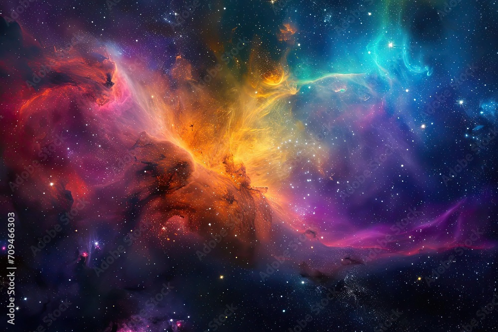 Dazzling nebula with vibrant colors in deep space Dazzling nebula with vibrant colors in deep space