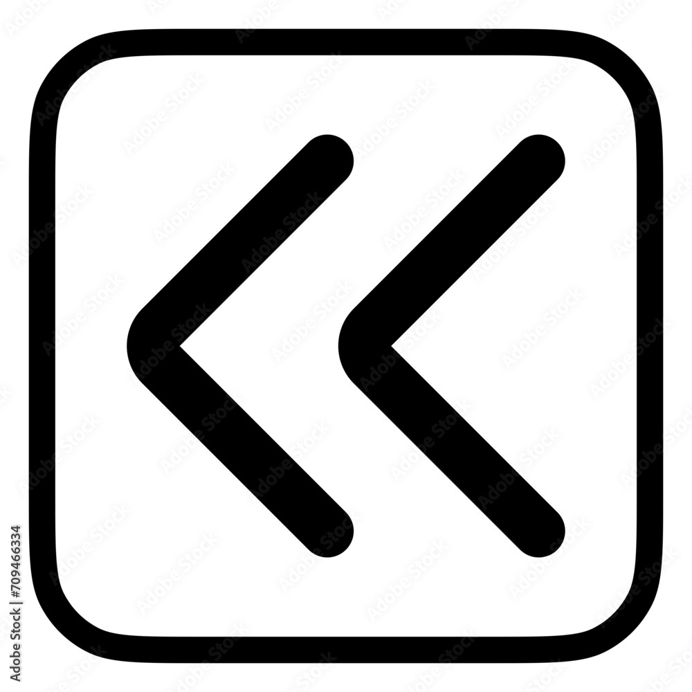 Vector double arrow chevron left icon. Black, white background. Perfect for app and web interfaces, infographics, presentations, marketing, etc. Vector double arrow chevron left icon. Black, white background. Perfect for app and web interfaces, infographics, presentations, marketing, etc.
