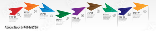 business infographic 10 parts or steps, there are icons, text, numbers. Can be used for presentation banners, workflow layouts, process diagrams, flow charts, infographics, your business presentations