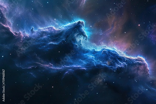 Nebula clouds forming the shape of a cosmic dragon
