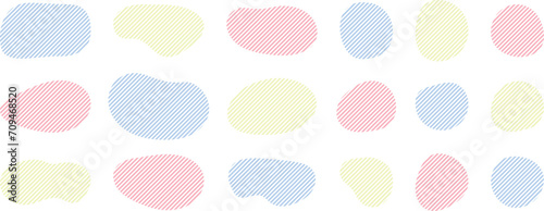 ストライプのシェイプのフレーム　液体の抽象的なゆるいフレーム　　ベクター 　青　黄色　ピンク　水色
