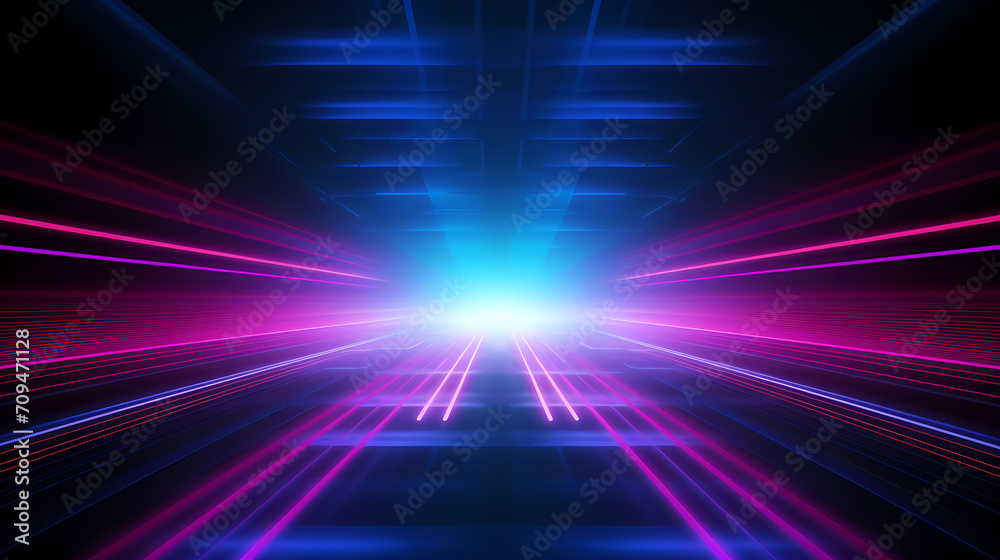 Abstract geometric lines background, technological lines background and light effects, 3D rendering