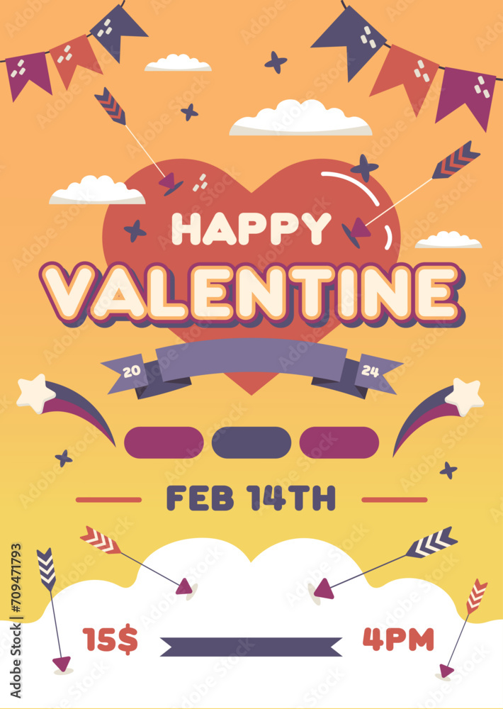 Playful Valentine Kids Party Flyer Template