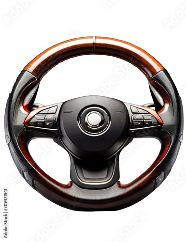 luxury car steering wheel isolate on white