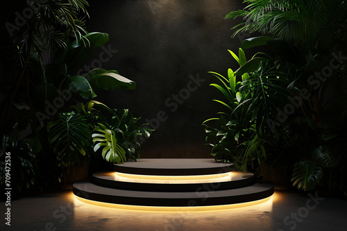 Podium 3d dark lighting outdoor minimalistic