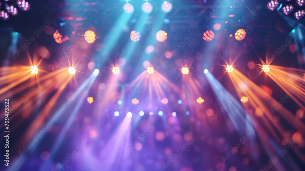 Fototapeta premium Colorful Stage Lights at Live Music Concert