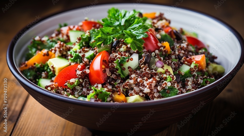 A bowl of colorful and nutritious quinoa salad, a healthy choice for lunch A bowl of colorful and nutritious quinoa salad, a healthy choice for lunch