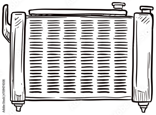 car radiator handdrawn illustration