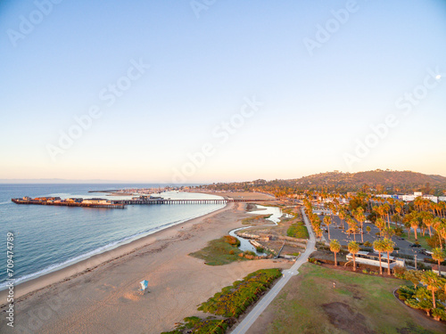 Aerial views, Santa Barbara downtown, Stearns Wharf, Santa Barbara Harbor