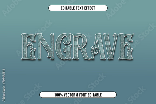 Editable text effect engrave 3d vintage style premium vector