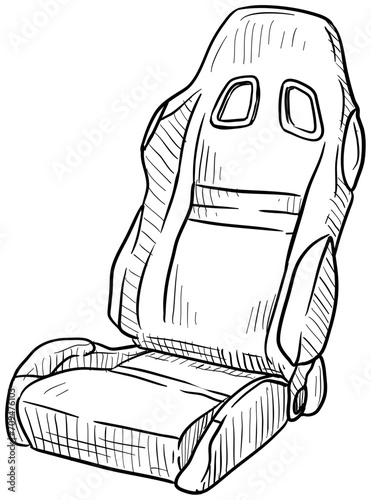 sport car seat handdrawn illustration