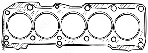 Cylinder Head handdrawn illustration
