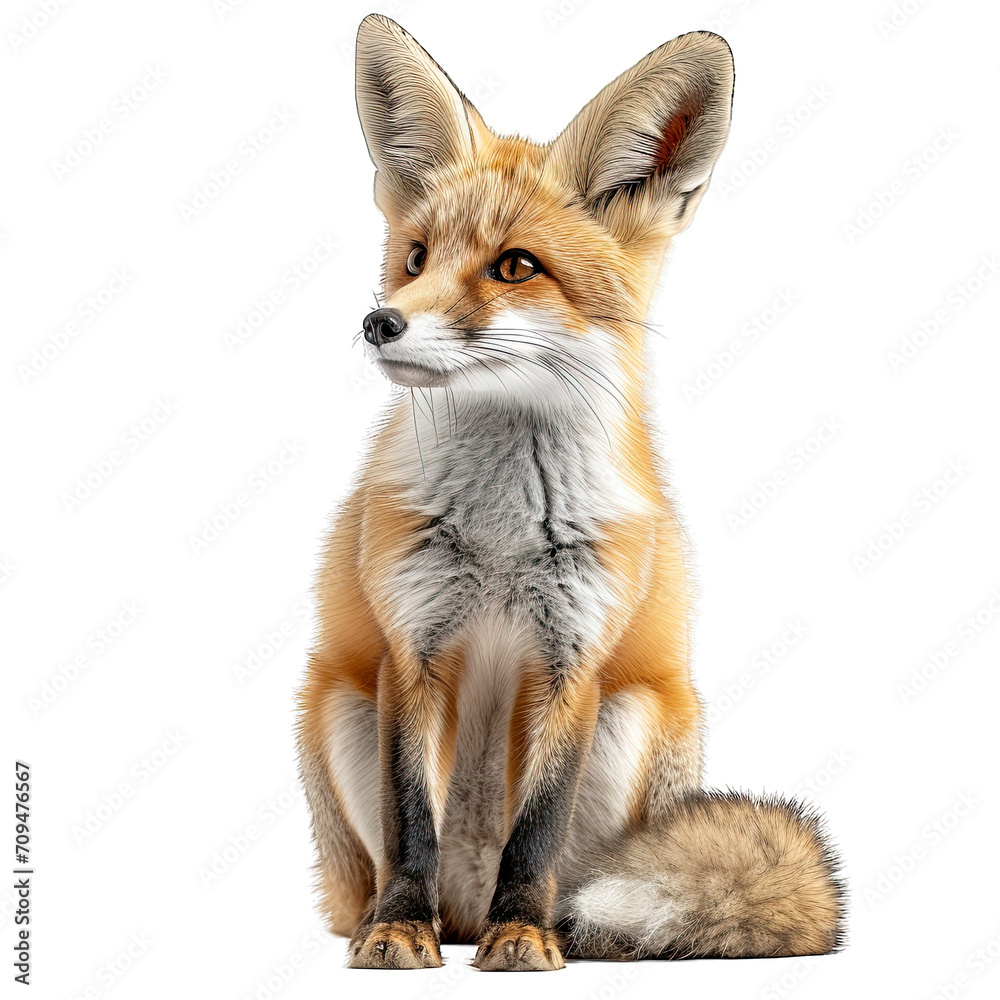 Fennec Fox isolated white background