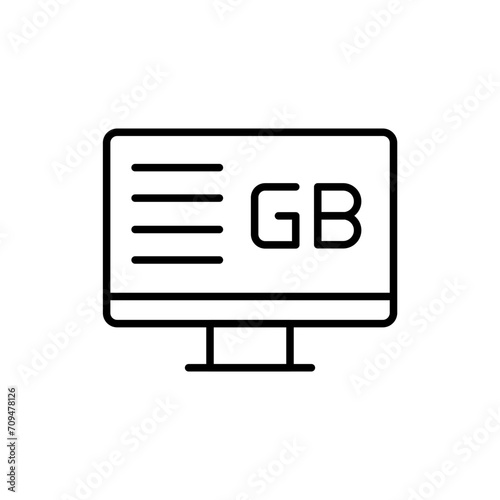 Giga byte data outline icons, minimalist vector illustration ,simple transparent graphic element .Isolated on white background