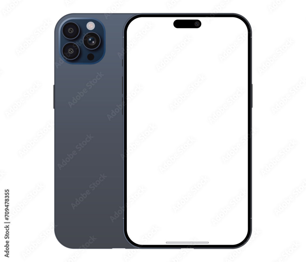 iPhone 15 Pro Max Black Titanium. Front and back side view. Editorial illustration vector. iPhone 15 Pro Max Black Titanium. Front and back side view. Editorial illustration vector.