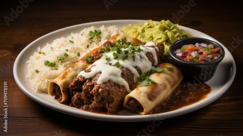 Greasy and flavorful beef enchiladas with a rich sauce, melted cheese, and a side of rice and beans
