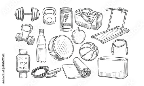 fitness center handdrawn collection