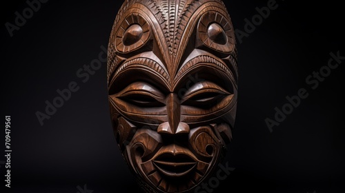 Intricately carved wooden mask used in traditional rituals