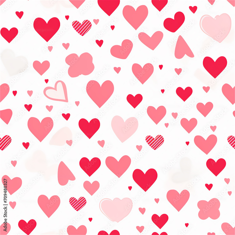 Seamless pattern : Delicate and Lively Pink Hearts Pattern
