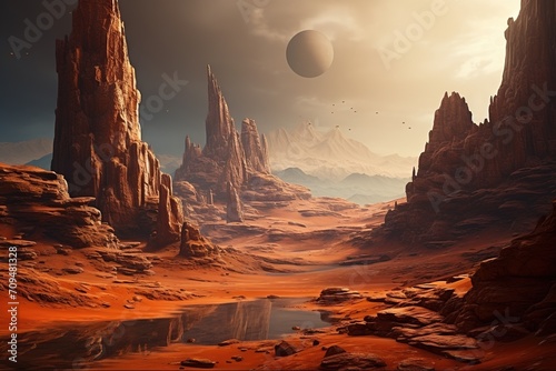A mars landscape, the red planet. © Merilno