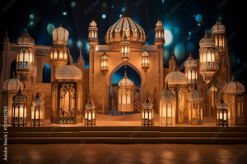 Obraz premium Traditional Arabian architecture and lanterns for Mawlid celebration